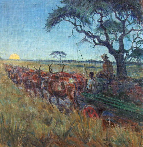Bild Ochsenwagen bei Vollmond von Uli Aschenborn